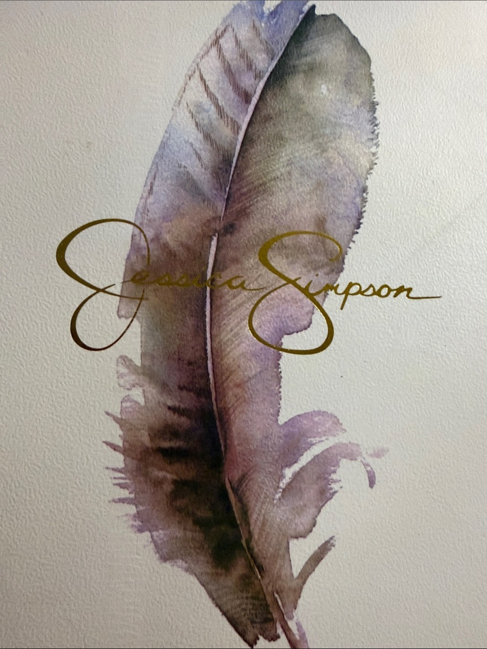 Jessica Simpson Gold Script Feather Wall Art - Lavender and Taupe Accents